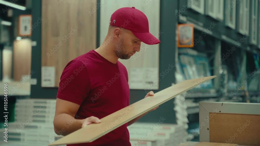 A person browses through materials while standing in a home improvement shop. The individual is focused on selecting the right items for a project. A person browses through materials while standing in a home improvement shop. The individual is focused on selecting the right items for a project.