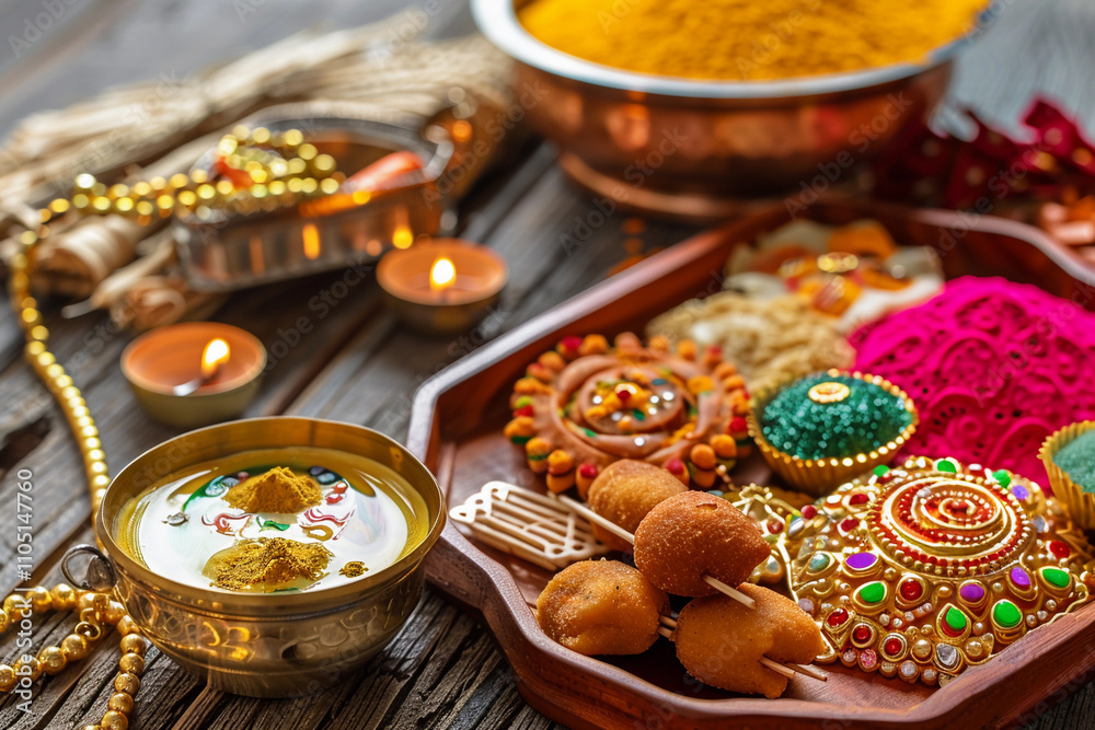 Greeting card with holiday composition for celebrate Raksha Bandhan