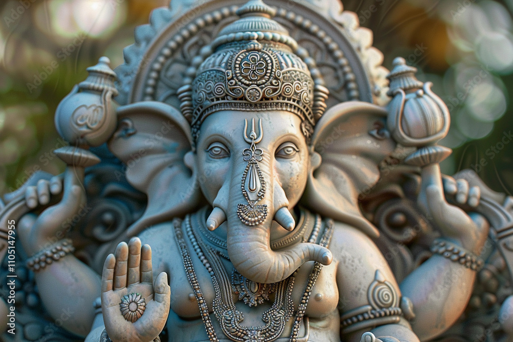 Greeting card with bright holiday composition for Ganesh Chaturthi Greeting card with bright holiday composition for Ganesh Chaturthi