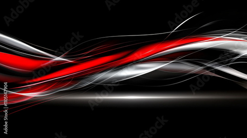 Abstract Red White and Black Swirling Waves Design