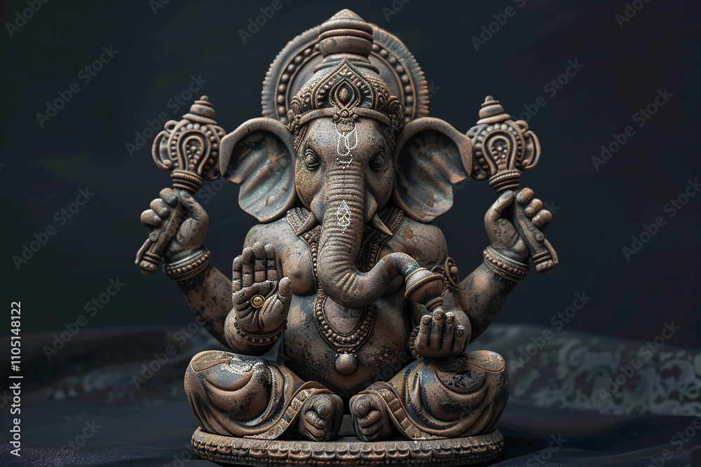 Greeting card with bright holiday composition for Ganesh Chaturthi Greeting card with bright holiday composition for Ganesh Chaturthi