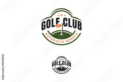 golf club lettering with golf course logo design. golf field with golf club typography badge logo design set. elegant golf illustration logotype for golfer, golf sport, golf tournament and golf club