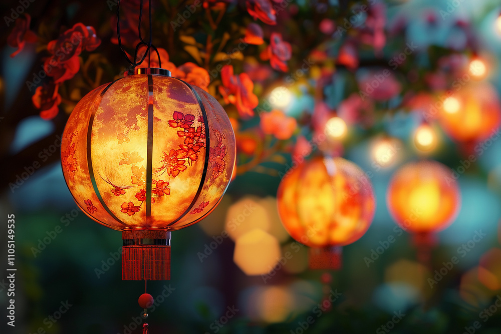 Beautiful holiday composition for celebrate chinese festival of lanterns Beautiful holiday composition for celebrate chinese festival of lanterns