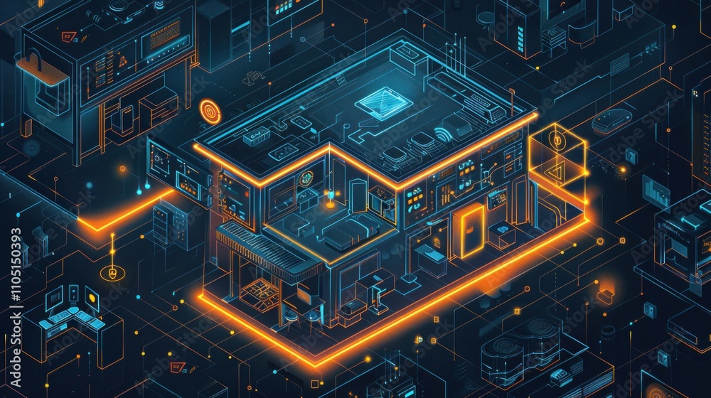 Fototapeta premium Smart home isometric illustration.