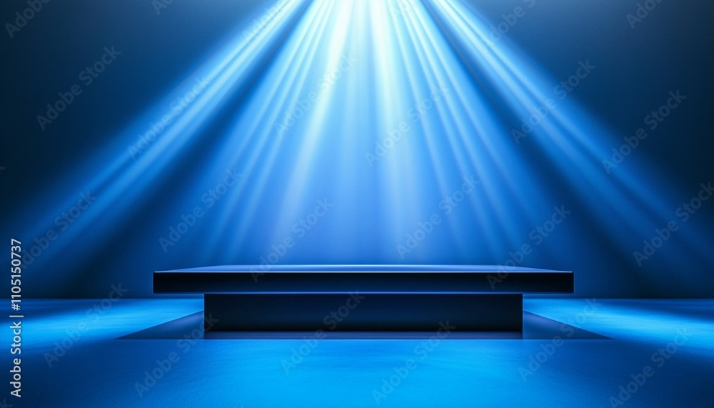 3d podium blue background and fabric curtain with spotlight luxury 3d podium blue background and fabric curtain with spotlight luxury