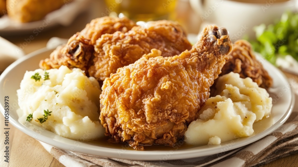Crispy Fried Chicken with Mashed Potatoes Crispy Fried Chicken with Mashed Potatoes