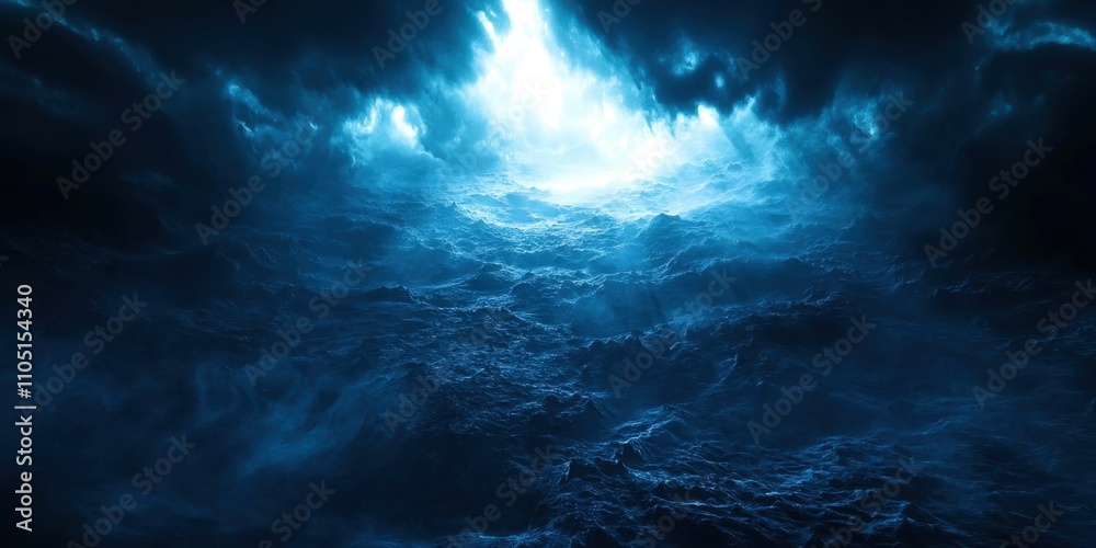 Blue ocean with a stormy sky Blue ocean with a stormy sky