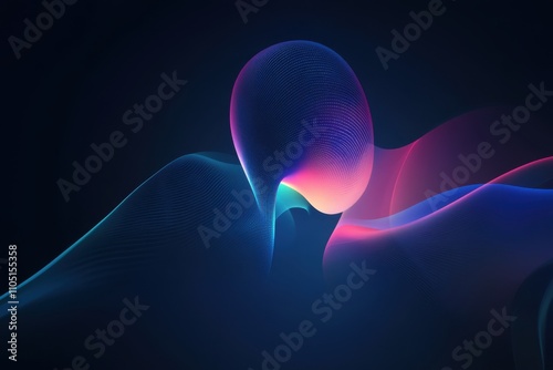 Futuristic minimalistic digital concept with abstract siri light form