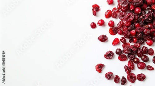 Dried cranberries on a white background, isolated. Dried fruits for food and healthy eating concept.