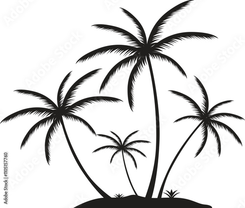 Black palm tree silhouette vector illustration