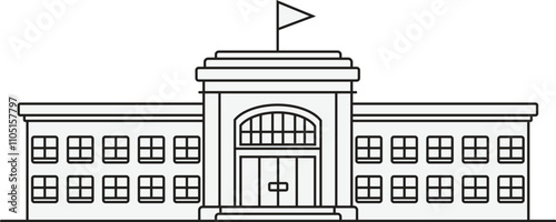 School building house vector icon illustration. House front view isolated on a white background. Flat style hand drawn illustration