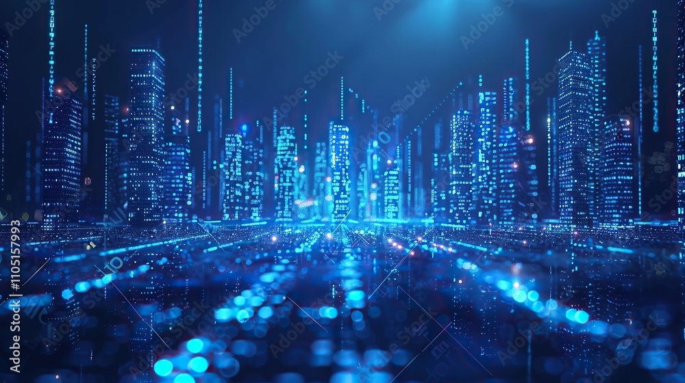 Obraz premium Digital Cityscape: A Futuristic Urban Environment