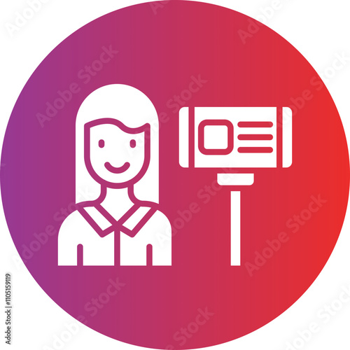 Female Vlogger Vector Icon Style