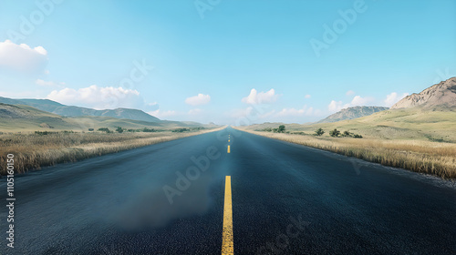 An empty road stretching into the horizon, suggesting endless possibilities photo