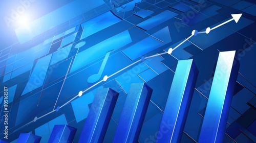 Graphics background, Financial Performance, Upward movement of growth chart. photo