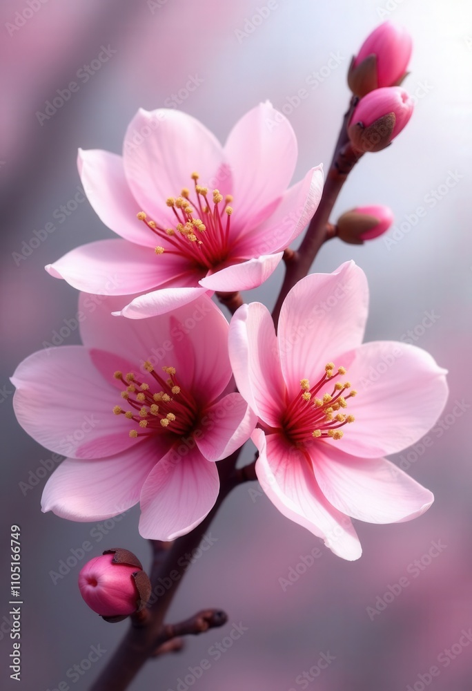 Obraz premium Pink Almond Blossom Close Up.