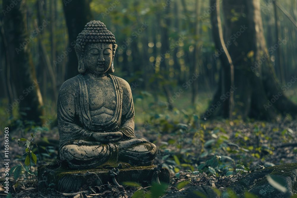 Beautiful greeting card with ancient statue great Buddha to bright holiday composition Beautiful greeting card with ancient statue great Buddha to bright holiday composition