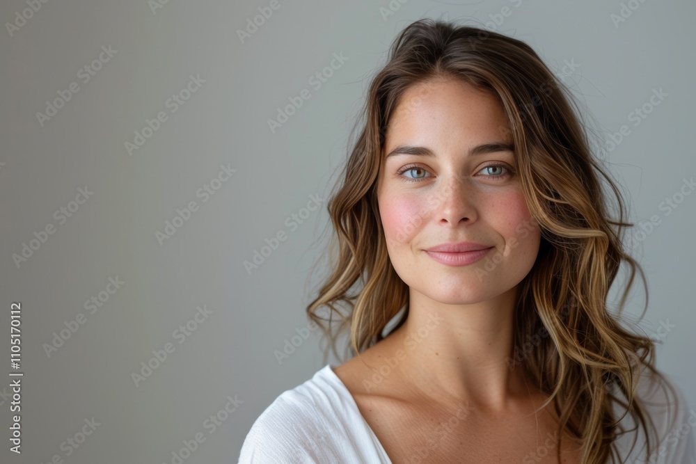 Confident patient considering breast restoration plans in a calm clinical environment Confident patient considering breast restoration plans in a calm clinical environment