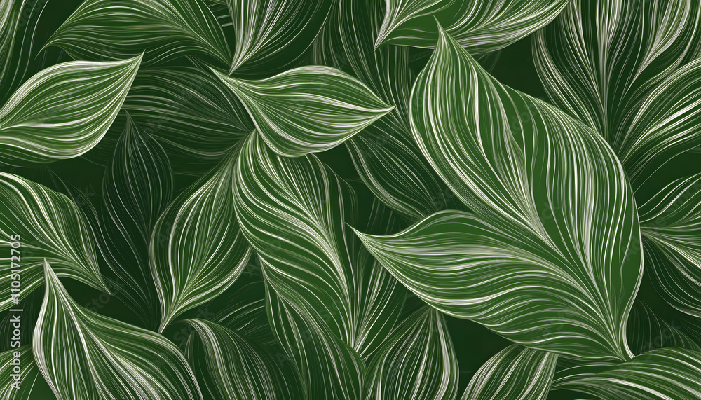 Luxury Nature green background vector. Floral pattern