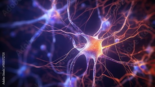 A Close Up of a Neuron With Branching Axons