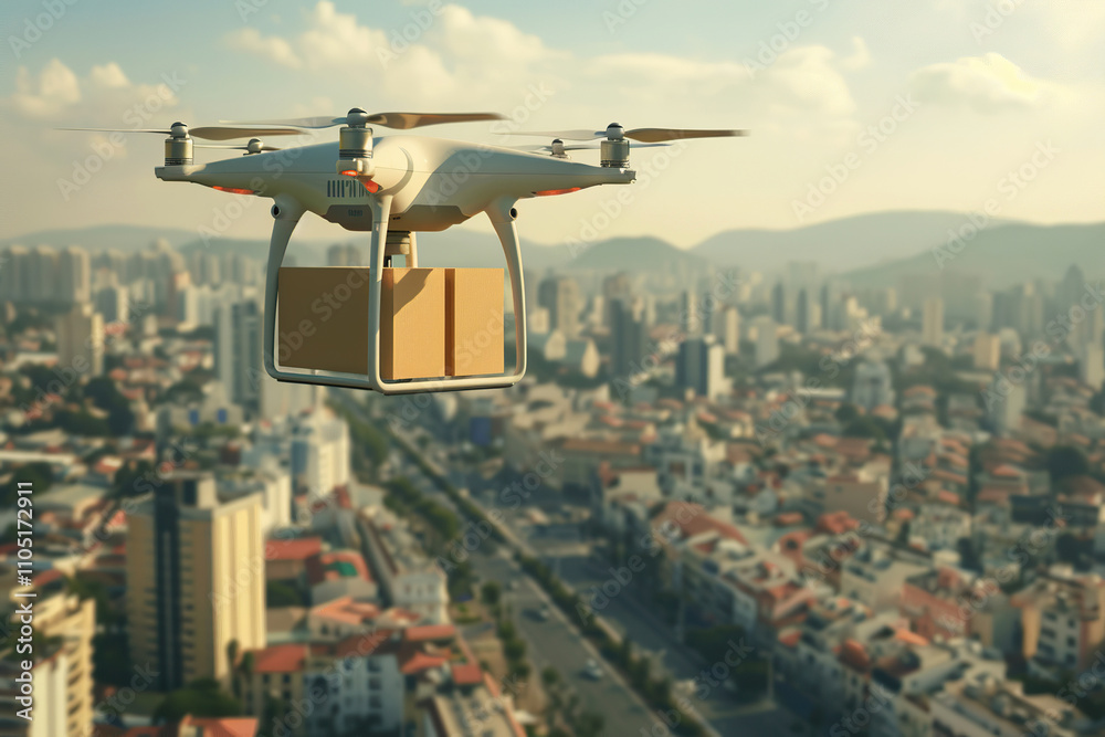 Drone flying in sky over beautiful nature during observation from top Drone flying in sky over beautiful nature during observation from top