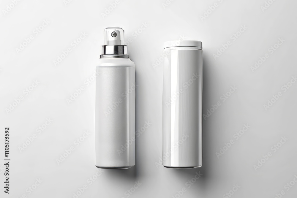 Aerial View of a Blank Antiperspirant Spray Mockup Template on an Isolated White Background, Showcasing a Sleek Aerosol Deodorant Bottle for Product Design and Marketing Purposes Aerial View of a Blank Antiperspirant Spray Mockup Template on an Isolated White Background, Showcasing a Sleek Aerosol Deodorant Bottle for Product Design and Marketing Purposes