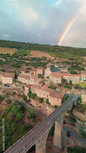 Aerial view of the medieval village of Minerve in the south of France photo