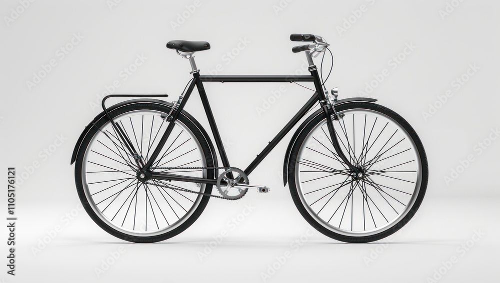 Fototapeta premium Classic Black Bicycle on a White Background