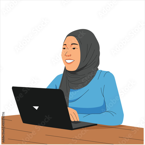 Illustration of Happy Office Worker