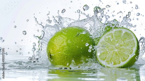 Limes Splashing in Water