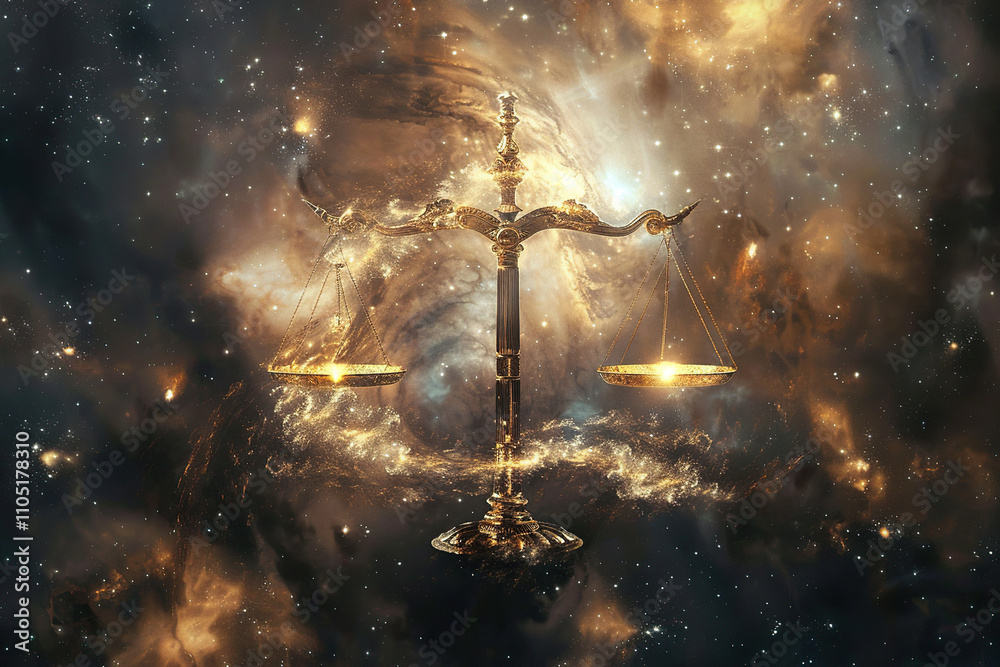 Astrological composition with concept of Libra zodiac sign symbol