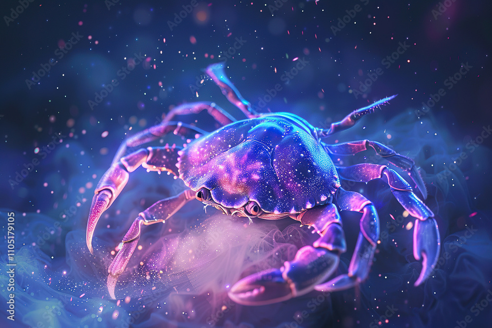Astrological composition with concept of Cancer zodiac sign symbol Astrological composition with concept of Cancer zodiac sign symbol