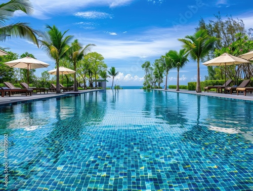 Luxury hotel resort swimming pool.