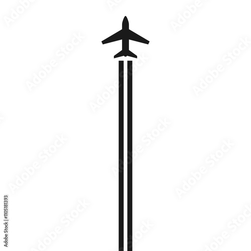 Flying plane with long trail. The airplane leaves a long trail as it flies.