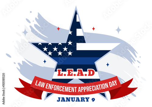 National Law Enforcement Appreciation Day or LEAD Illustration Celebrating and Showing Gratitude to Law Enforcement Officers in a Flat Background
