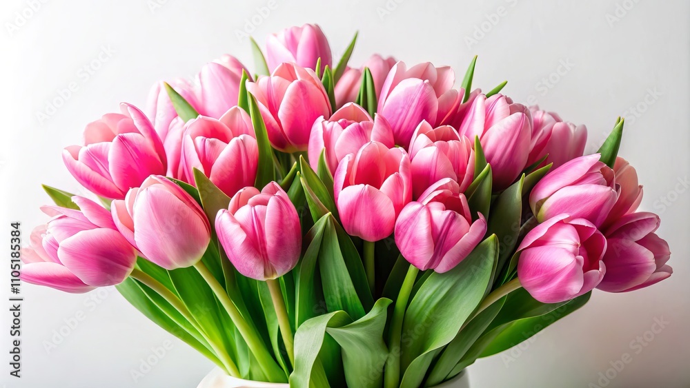 Fresh Cut Pink Tulips in a Minimalist Setting on a White Background - Vibrant Floral Arrangement Perfect for Home Decor, Weddings, or Special Occasions Fresh Cut Pink Tulips in a Minimalist Setting on a White Background - Vibrant Floral Arrangement Perfect for Home Decor, Weddings, or Special Occasions