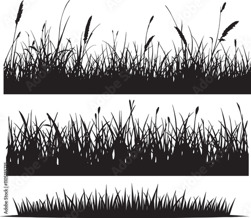 silhouette, Grassy Field Silhouette, vector