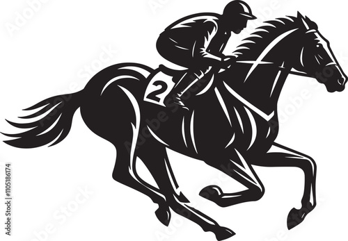 silhouette, The action of playing Race horse, vector