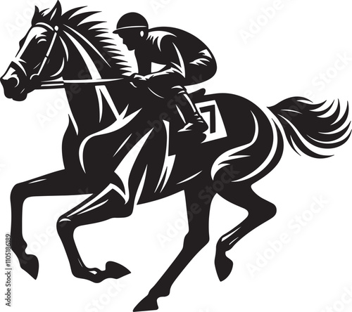 silhouette, The action of playing Race horse, vector