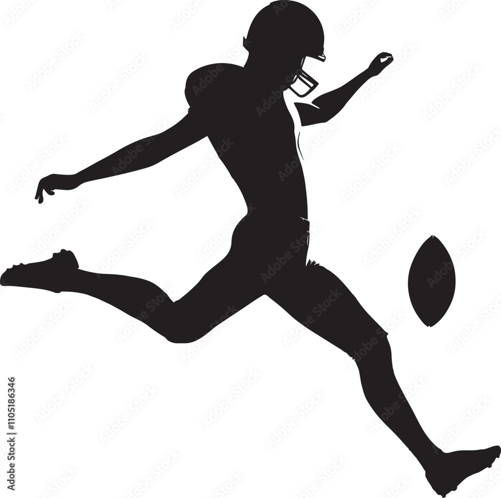 Obraz premium silhouette, The action of playing football americain