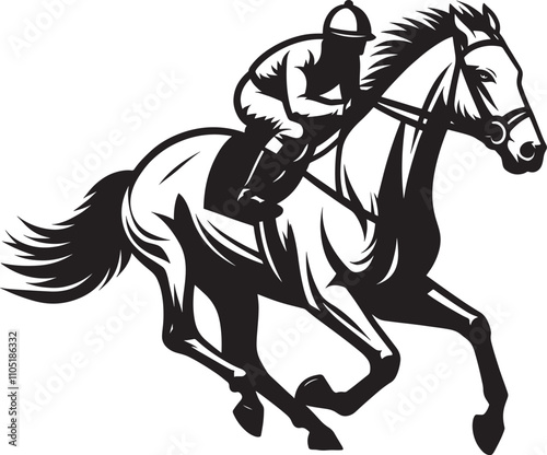 silhouette, The action of playing Race horse, vector