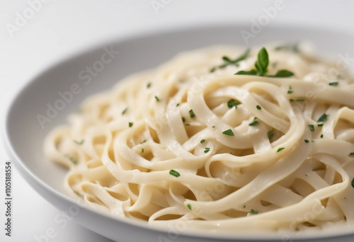 Fettuccine Alfredo isolated on white background