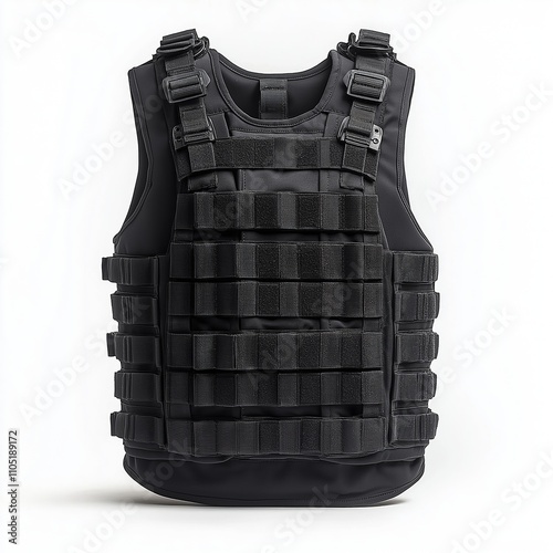 Tactical body armor for protection from bullets and fragments on a white background photo