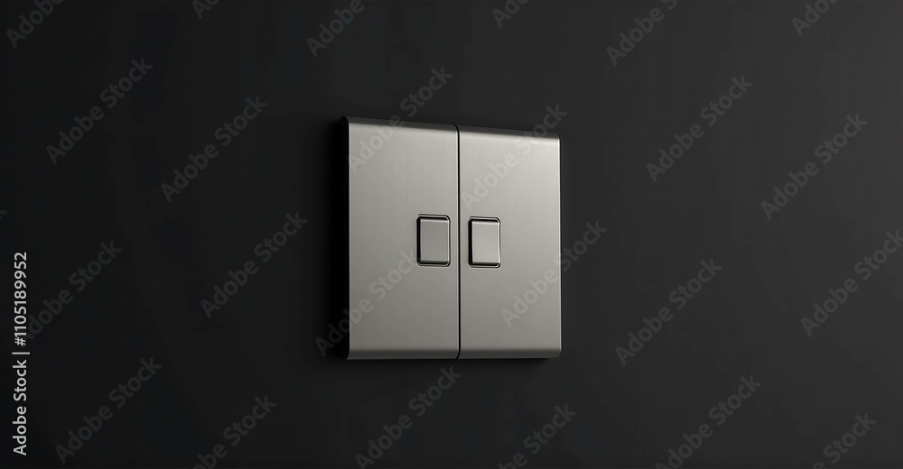 Modern wall switch panel with sleek design on a dark background Modern wall switch panel with sleek design on a dark background