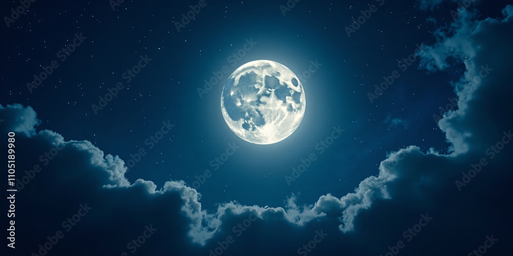 A Captivating Night Sky: The Full Moon Illuminating Clouds and Stars Amidst a Sky Filled With Moonlight and Clouds A Captivating Night Sky: The Full Moon Illuminating Clouds and Stars Amidst a Sky Filled With Moonlight and Clouds
