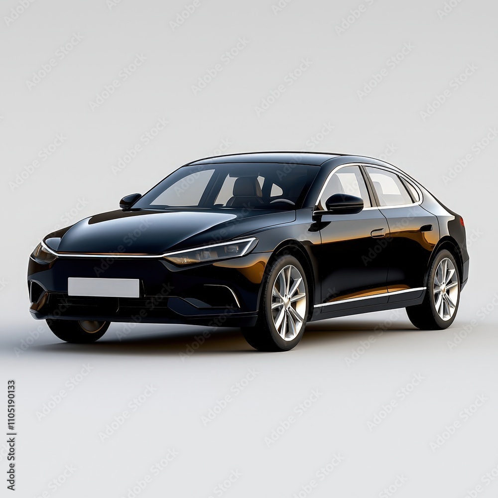 Naklejka premium Sleek Black Sedan on Minimalist Background