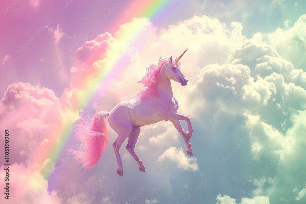 Fantastically mythological pink unicorn with big long horn Fantastically mythological pink unicorn with big long horn