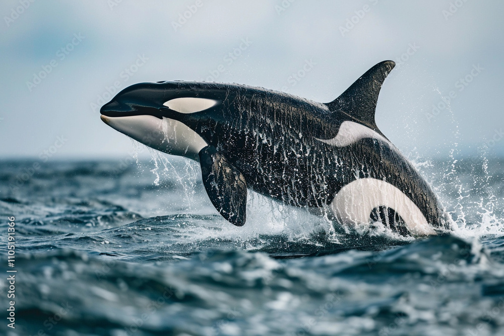 Fototapeta premium Fantastically beautiful majestic huge whale in deep ocean