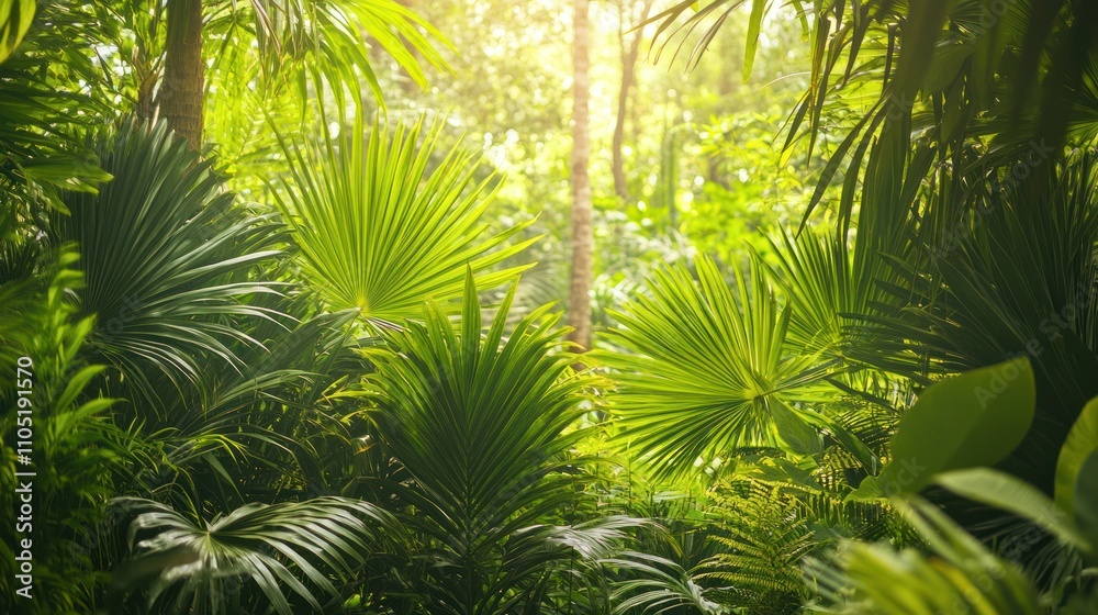 The image showcases vibrant green tropical leaves with intricate patterns, overlapping each other to create a lush, dense canopy. The natural textures and rich greenery exude freshness and tranquility The image showcases vibrant green tropical leaves with intricate patterns, overlapping each other to create a lush, dense canopy. The natural textures and rich greenery exude freshness and tranquility