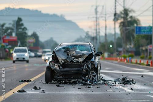 Collision of vehicles involved in major accident on road with major damage